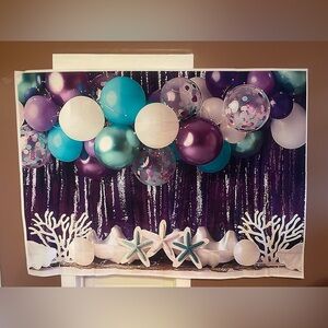 HUGE ! Purple and Teal Balloon Backdrop 60x83